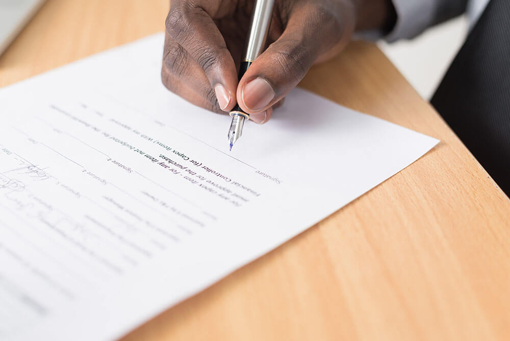 Person signing document