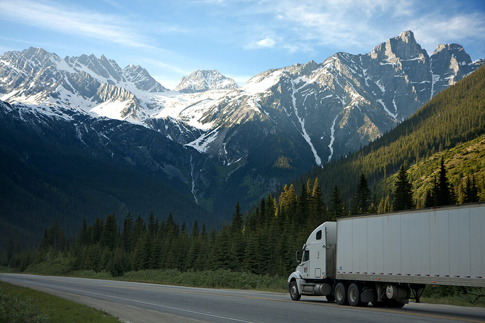 Truck in mountains