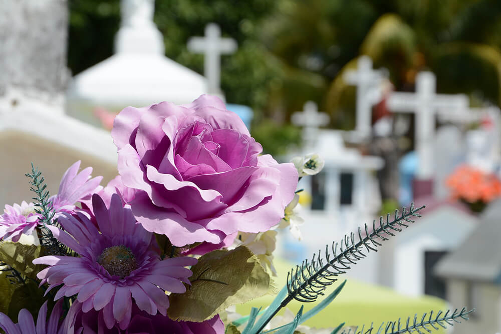 Flowers at a graveyard 